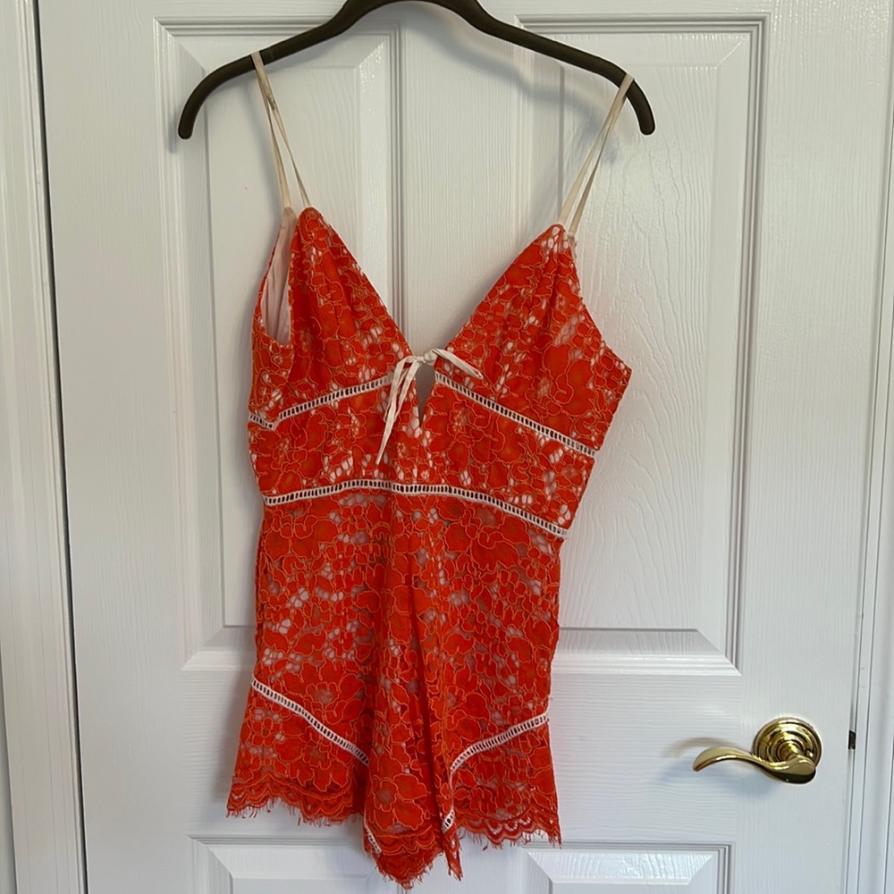 Orange Lace Romper